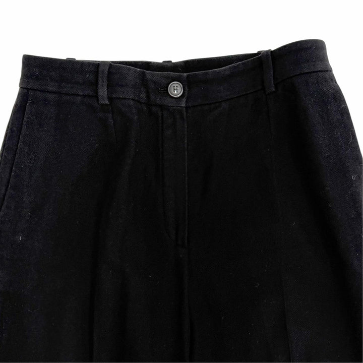 極美品△HERMES エルメス カシミヤ100％ マルジェラ期 Hロゴボタン センタープレス パンツ ブラック FR 40 仏製 レディース ハンガー付き