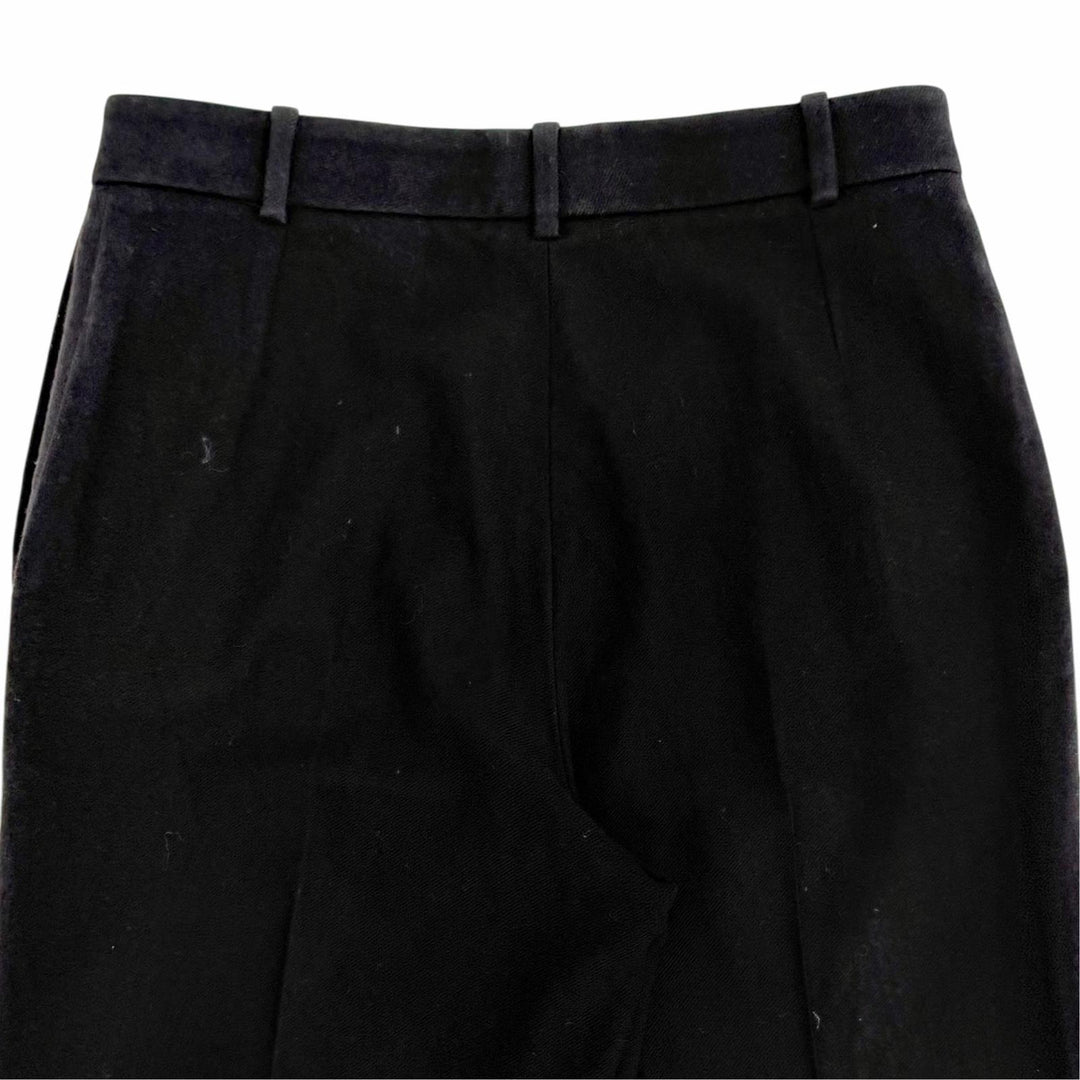 極美品△HERMES エルメス カシミヤ100％ マルジェラ期 Hロゴボタン センタープレス パンツ ブラック FR 40 仏製 レディース ハンガー付き