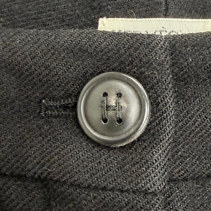 極美品△HERMES エルメス カシミヤ100％ マルジェラ期 Hロゴボタン センタープレス パンツ ブラック FR 40 仏製 レディース ハンガー付き