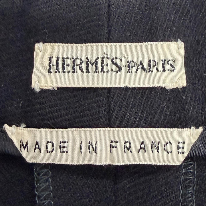 極美品△HERMES エルメス カシミヤ100％ マルジェラ期 Hロゴボタン センタープレス パンツ ブラック FR 40 仏製 レディース ハンガー付き