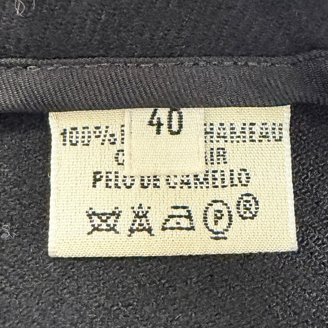 極美品△HERMES エルメス カシミヤ100％ マルジェラ期 Hロゴボタン センタープレス パンツ ブラック FR 40 仏製 レディース ハンガー付き