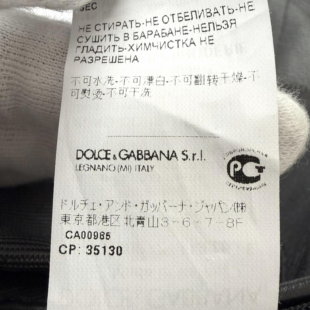 極美品□DOLCE&amp;GABBANA ドルチェ＆ガッバーナ G9HP7Z ブルハイド ビジュー バイカージャケット ブラック 50 イタリア製 正規品 メンズ
