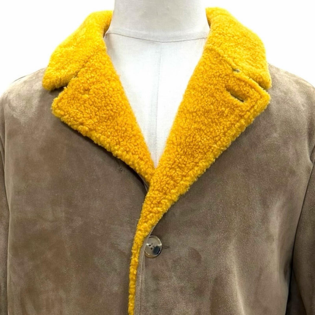 極美品▼rvl アールヴィエル ムートン シングルチェスター ムートンコート ジャケット ブラウン系 50 イタリア製 メンズ 防寒◎