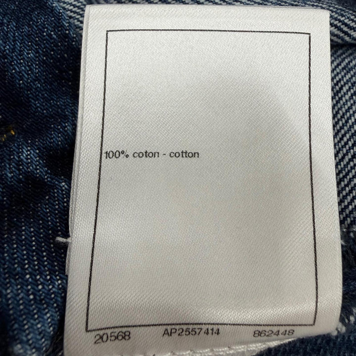 極美品☆CHANEL シャネル P78312V70544 ココマークボタン ワイドパンツ デニムパンツ インディゴ 34 イタリア製 正規品 レディース