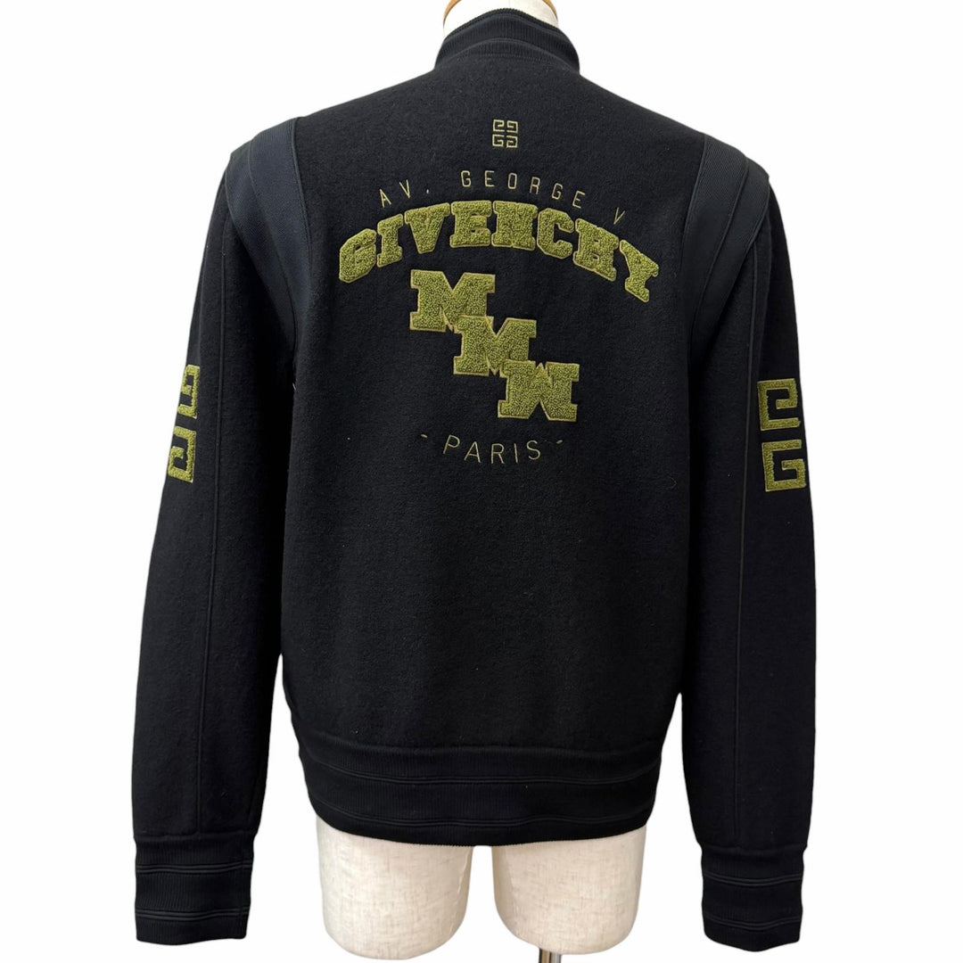 極美品□GIVENCHY ジバンシィ 22SS BM00V34Y9M カレッジロゴ 4G ワッペン バーシティジャケット スタジャン ブラック XS 正規品 メンズ