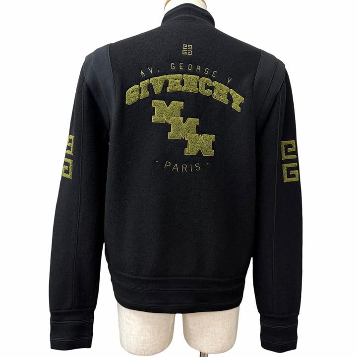 極美品□GIVENCHY ジバンシィ 22SS BM00V34Y9M カレッジロゴ 4G ワッペン バーシティジャケット スタジャン ブラック XS 正規品 メンズ