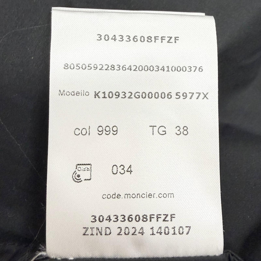 極美品△MONCLER モンクレール 2024年 K10932G00006 DRESS コットン ロゴワッペン ジップアップ 長袖ワンピース ブラック IT 38 正規品
