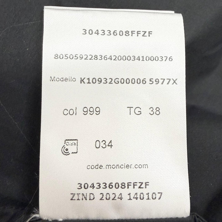 極美品△MONCLER モンクレール 2024年 K10932G00006 DRESS コットン ロゴワッペン ジップアップ 長袖ワンピース ブラック IT 38 正規品