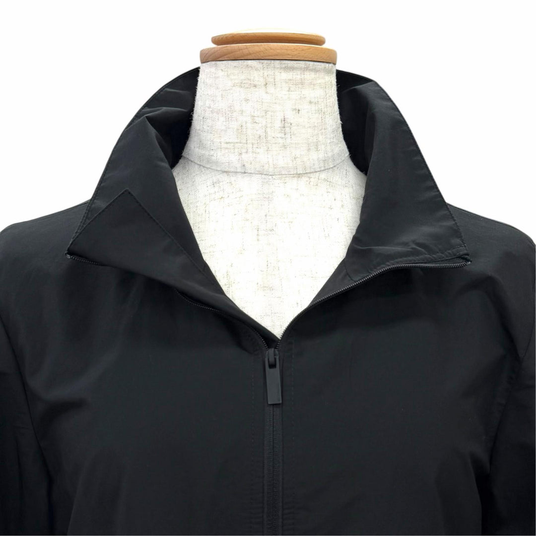 極美品△MONCLER モンクレール 2024年 K10932G00006 DRESS コットン ロゴワッペン ジップアップ 長袖ワンピース ブラック IT 38 正規品