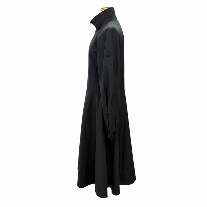 極美品△MONCLER モンクレール 2024年 K10932G00006 DRESS コットン ロゴワッペン ジップアップ 長袖ワンピース ブラック IT 38 正規品