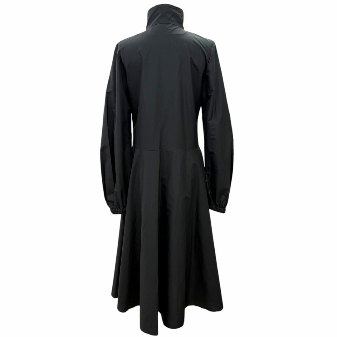 極美品△MONCLER モンクレール 2024年 K10932G00006 DRESS コットン ロゴワッペン ジップアップ 長袖ワンピース ブラック IT 38 正規品