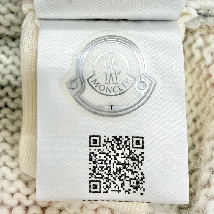 極美品△MONCLER モンクレール 22-23AW H20939C00017 アルパカ ウール チェック柄 ロゴワッペン 長袖 ニット セーター XS 伊製 正規品