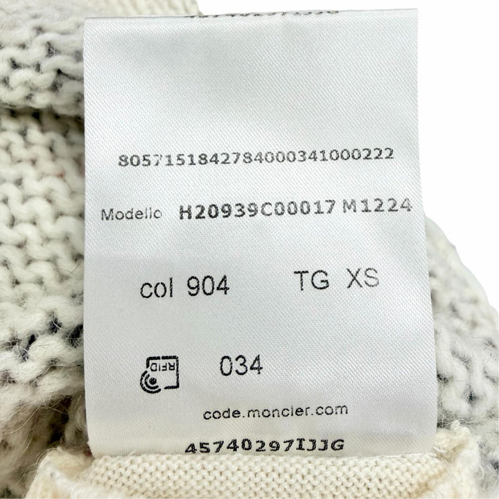 極美品△MONCLER モンクレール 22-23AW H20939C00017 アルパカ ウール チェック柄 ロゴワッペン 長袖 ニット セーター XS 伊製 正規品
