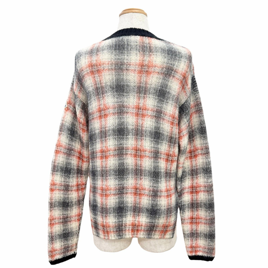 極美品△MONCLER モンクレール 22-23AW H20939C00017 アルパカ ウール チェック柄 ロゴワッペン 長袖 ニット セーター XS 伊製 正規品