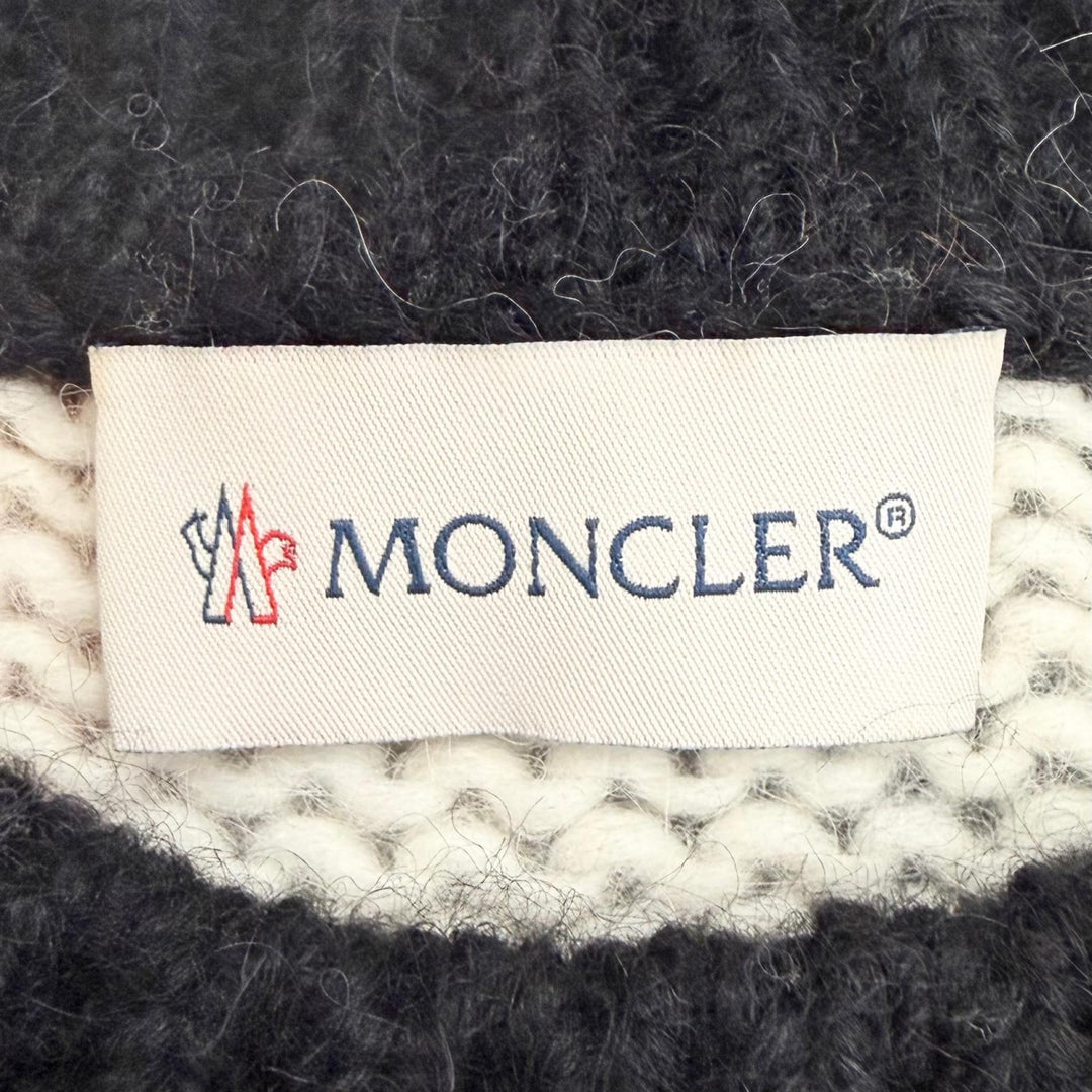 極美品△MONCLER モンクレール 22-23AW H20939C00017 アルパカ ウール チェック柄 ロゴワッペン 長袖 ニット セーター XS 伊製 正規品