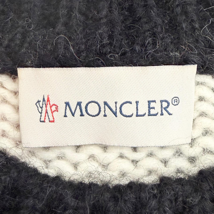 極美品△MONCLER モンクレール 22-23AW H20939C00017 アルパカ ウール チェック柄 ロゴワッペン 長袖 ニット セーター XS 伊製 正規品