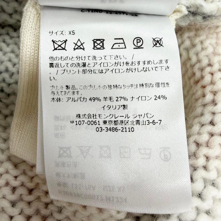 極美品△MONCLER モンクレール 22-23AW H20939C00017 アルパカ ウール チェック柄 ロゴワッペン 長袖 ニット セーター XS 伊製 正規品