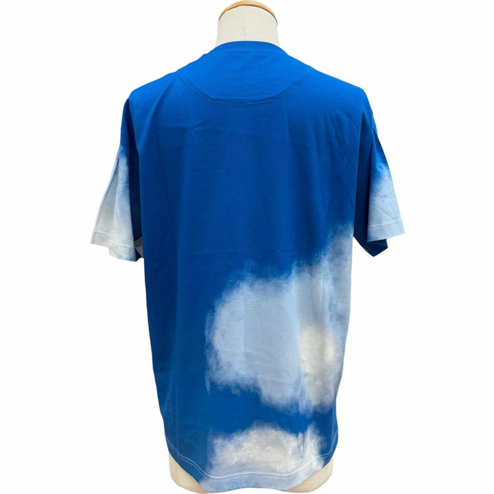 極美品▼LOUIS VUITTON ルイヴィトン コットン クラウドプリント LVロゴ クルーネック ショートスリーブ 半袖Ｔシャツ ブルー M 正規品