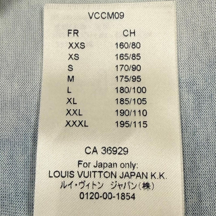 極美品▼LOUIS VUITTON ルイヴィトン コットン クラウドプリント LVロゴ クルーネック ショートスリーブ 半袖Ｔシャツ ブルー M 正規品