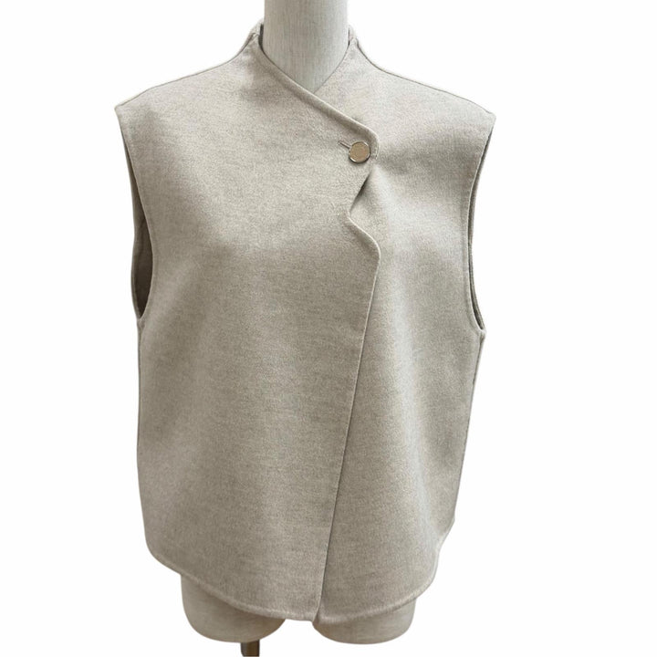 極美品★HERMES エルメス 24AW 4H0235DB カシミヤ100％ セリエボタン付 ジレ ベスト ベージュ FR 36 フランス製 正規品 レディース