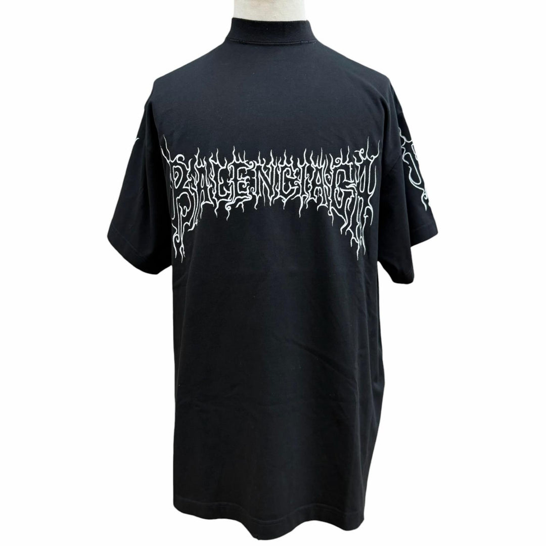 極美品▼BALENCIAGA バレンシアガ 2023年製 739028 Darkwave Tee ロゴプリント ダメージ加工 ショートスリーブ 半袖Ｔシャツ 1 正規品