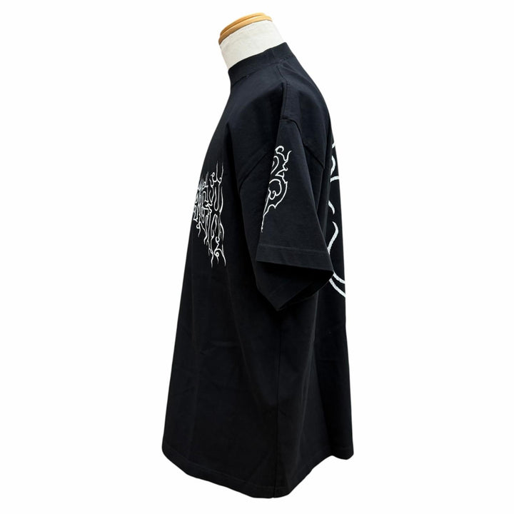 極美品▼BALENCIAGA バレンシアガ 2023年製 739028 Darkwave Tee ロゴプリント ダメージ加工 ショートスリーブ 半袖Ｔシャツ 1 正規品