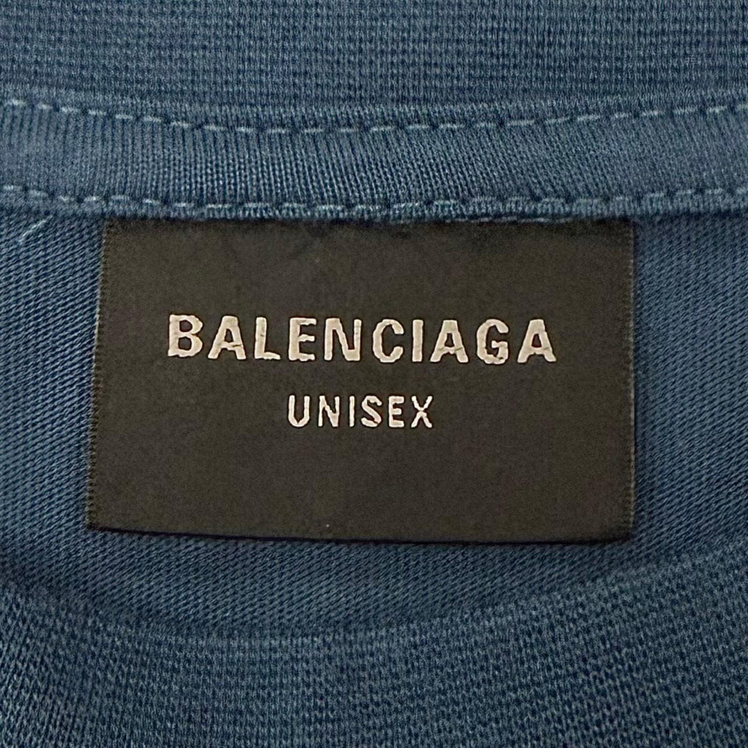 極美品▼BALENCIAGA バレンシアガ 2024年製 764235 LAUREL CLASSIC MEDIUM FIT T-SHIRT ロゴ刺繍 ダメージ加工 半袖Ｔシャツ M 正規品