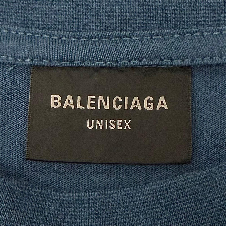極美品▼BALENCIAGA バレンシアガ 2024年製 764235 LAUREL CLASSIC MEDIUM FIT T-SHIRT ロゴ刺繍 ダメージ加工 半袖Ｔシャツ M 正規品