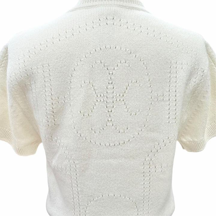 未使用△HERMES エルメス 26SS H6E2535D1 カシミヤ100% Hリフト 半袖 ニット ドレス ワンピース アイボリー 34 伊製 正規品 ガーメント付