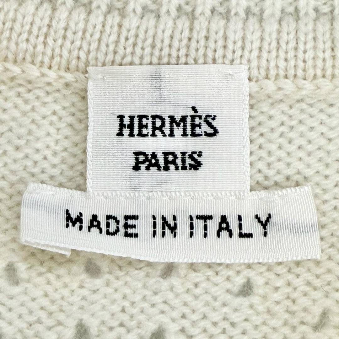 未使用△HERMES エルメス 26SS H6E2535D1 カシミヤ100% Hリフト 半袖 ニット ドレス ワンピース アイボリー 34 伊製 正規品 ガーメント付