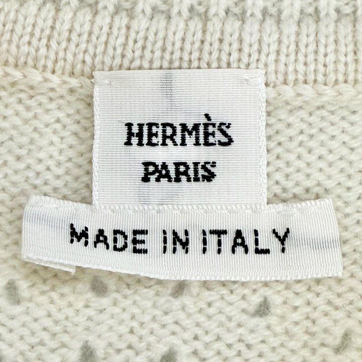 未使用△HERMES エルメス 26SS H6E2535D1 カシミヤ100% Hリフト 半袖 ニット ドレス ワンピース アイボリー 34 伊製 正規品 ガーメント付