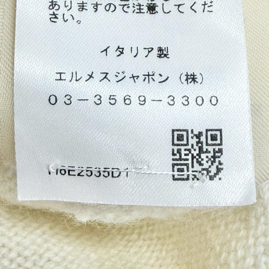 未使用△HERMES エルメス 26SS H6E2535D1 カシミヤ100% Hリフト 半袖 ニット ドレス ワンピース アイボリー 34 伊製 正規品 ガーメント付