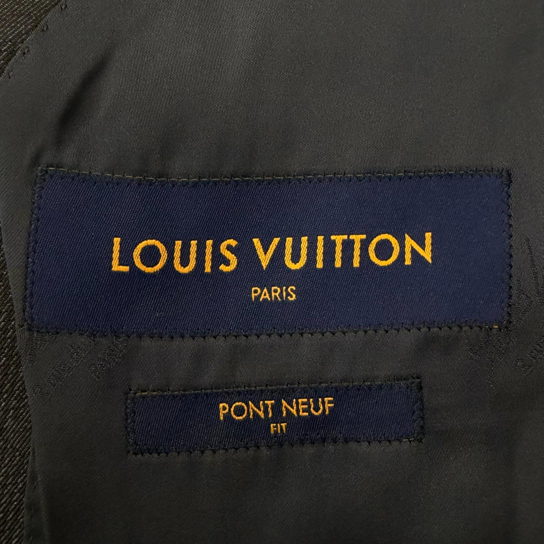 美品□LOUIS VUITTON ルイヴィトン 22AW PONT NEUF FIT ダミエ シングル テーラードジャケット グレー 52 イタリア製 正規品 メンズ