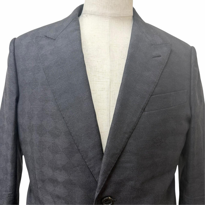 美品□LOUIS VUITTON ルイヴィトン 22AW PONT NEUF FIT ダミエ シングル テーラードジャケット グレー 52 イタリア製 正規品 メンズ