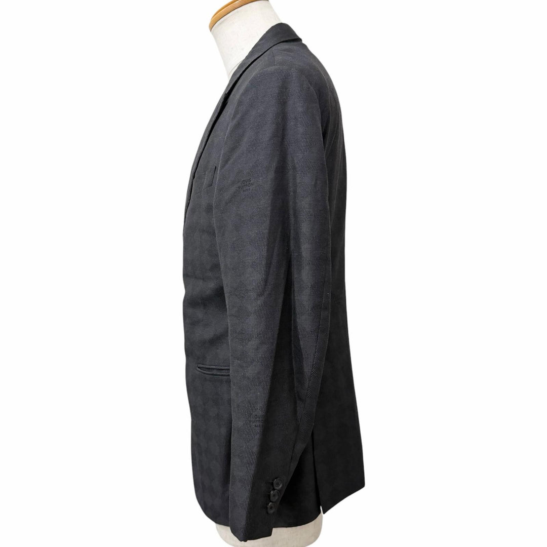 美品□LOUIS VUITTON ルイヴィトン 22AW PONT NEUF FIT ダミエ シングル テーラードジャケット グレー 52 イタリア製 正規品 メンズ