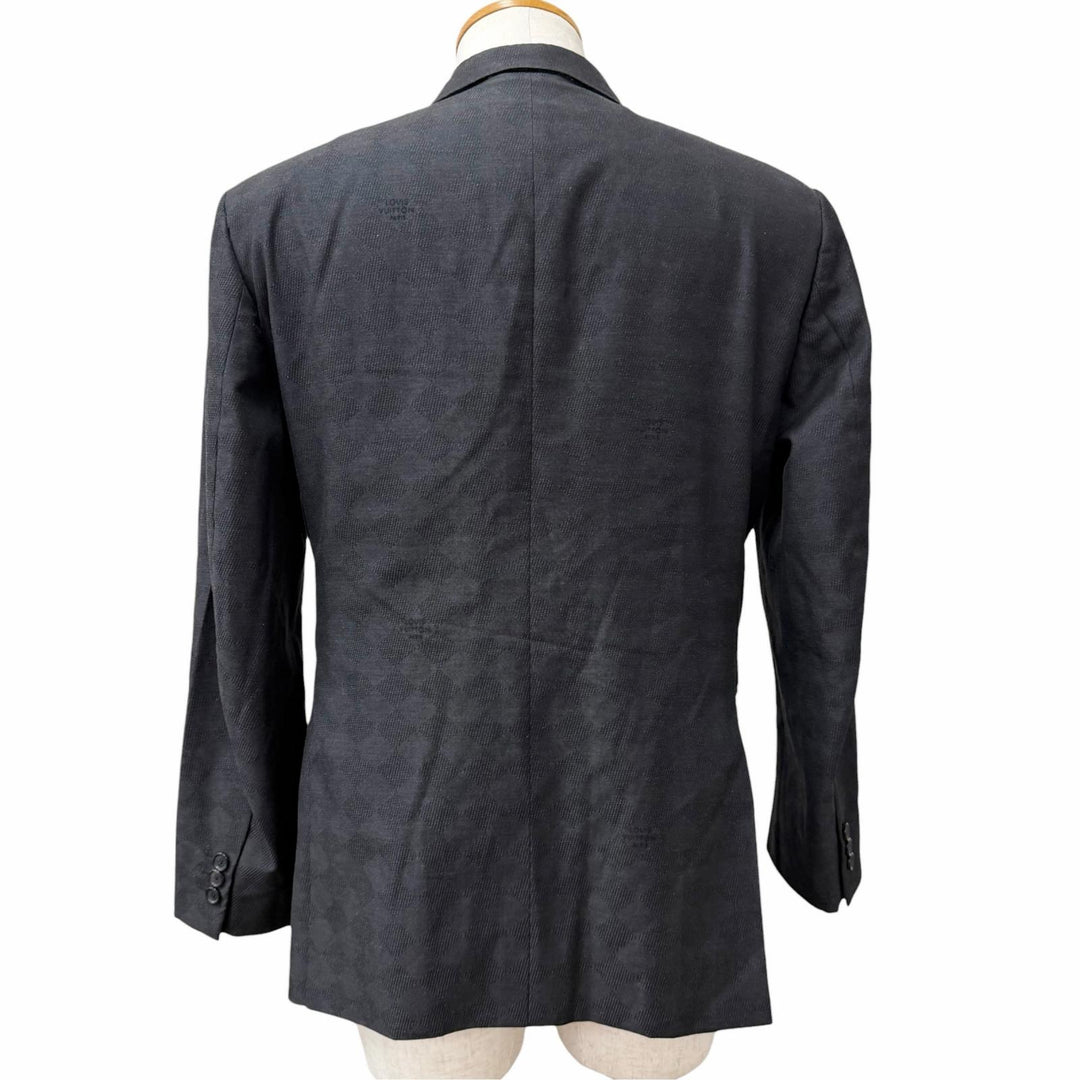 美品□LOUIS VUITTON ルイヴィトン 22AW PONT NEUF FIT ダミエ シングル テーラードジャケット グレー 52 イタリア製 正規品 メンズ