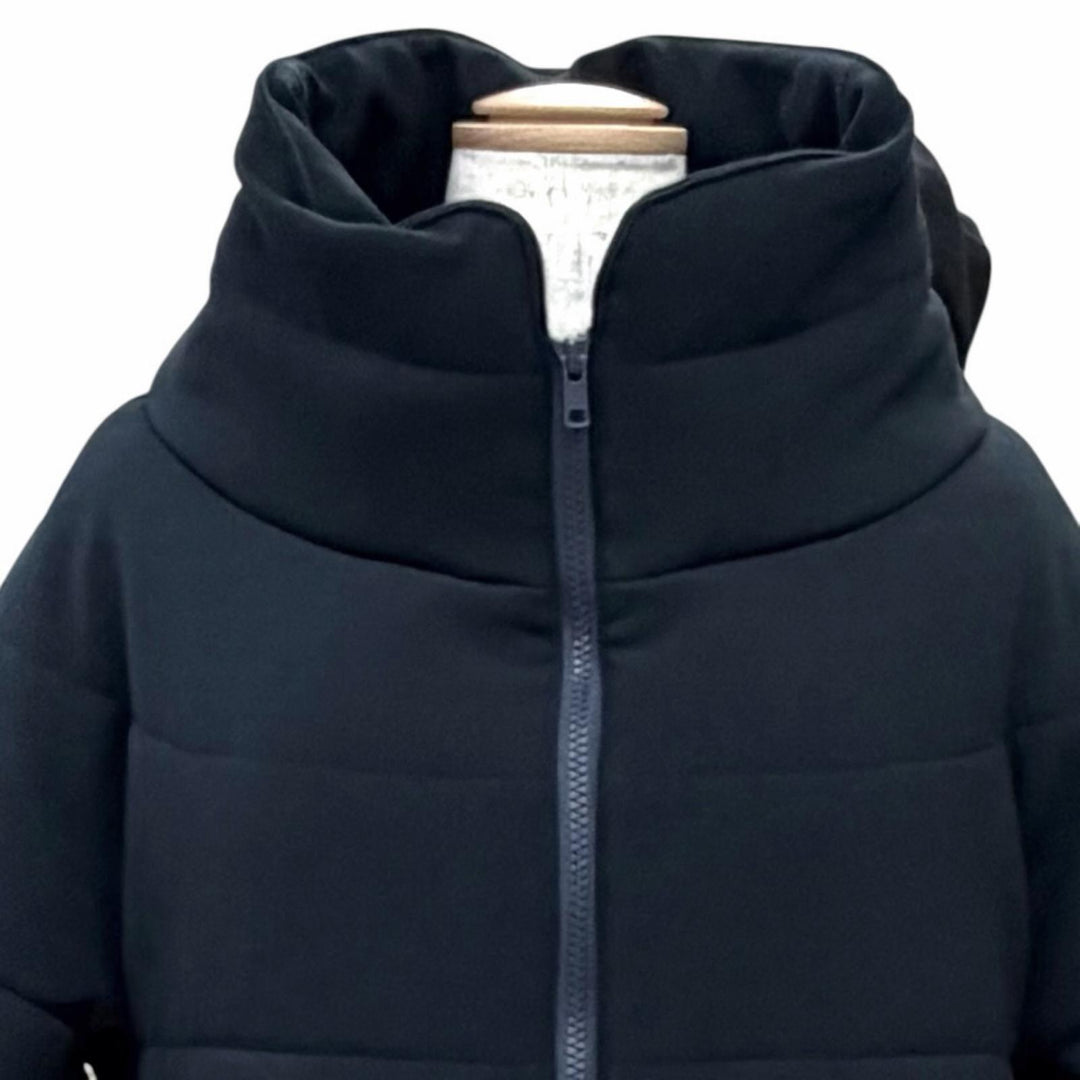 未使用品△YOKO CHAN ヨーコチャン 2023年製 YCC-523-197 フリルデザイン スタンドカラー ZIP UP 中綿 ジャケット ネイビー 36 正規品