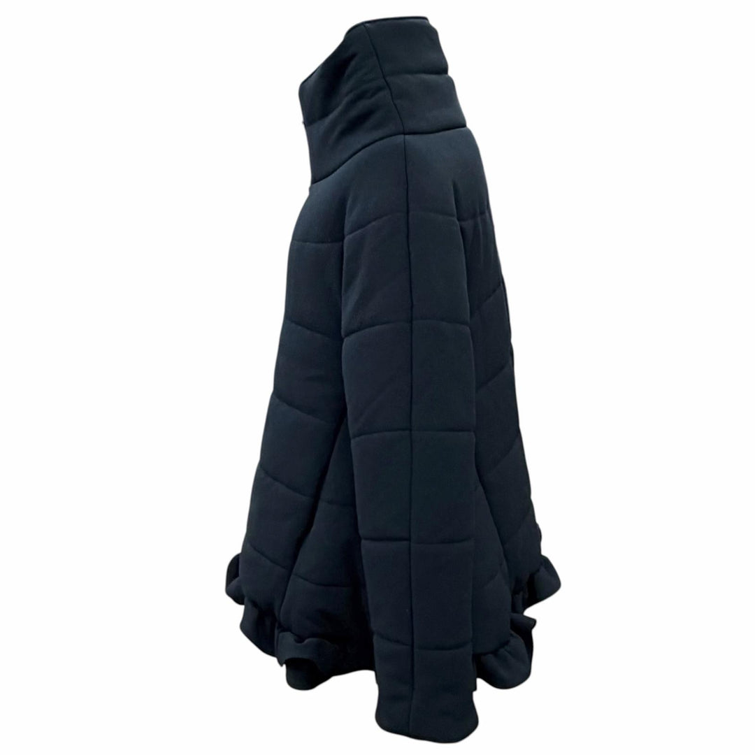 未使用品△YOKO CHAN ヨーコチャン 2023年製 YCC-523-197 フリルデザイン スタンドカラー ZIP UP 中綿 ジャケット ネイビー 36 正規品