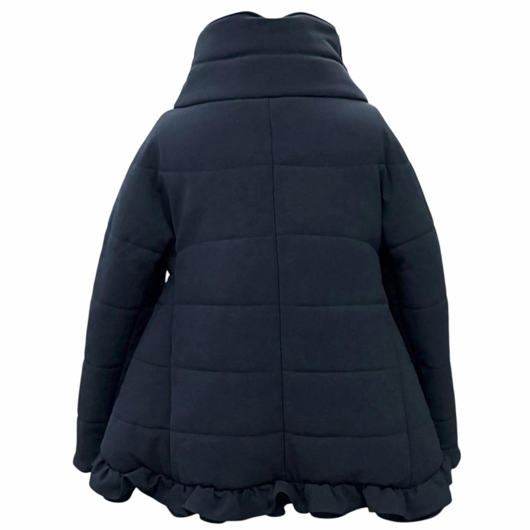 未使用品△YOKO CHAN ヨーコチャン 2023年製 YCC-523-197 フリルデザイン スタンドカラー ZIP UP 中綿 ジャケット ネイビー 36 正規品