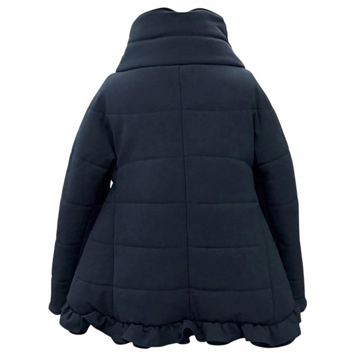 未使用品△YOKO CHAN ヨーコチャン 2023年製 YCC-523-197 フリルデザイン スタンドカラー ZIP UP 中綿 ジャケット ネイビー 36 正規品