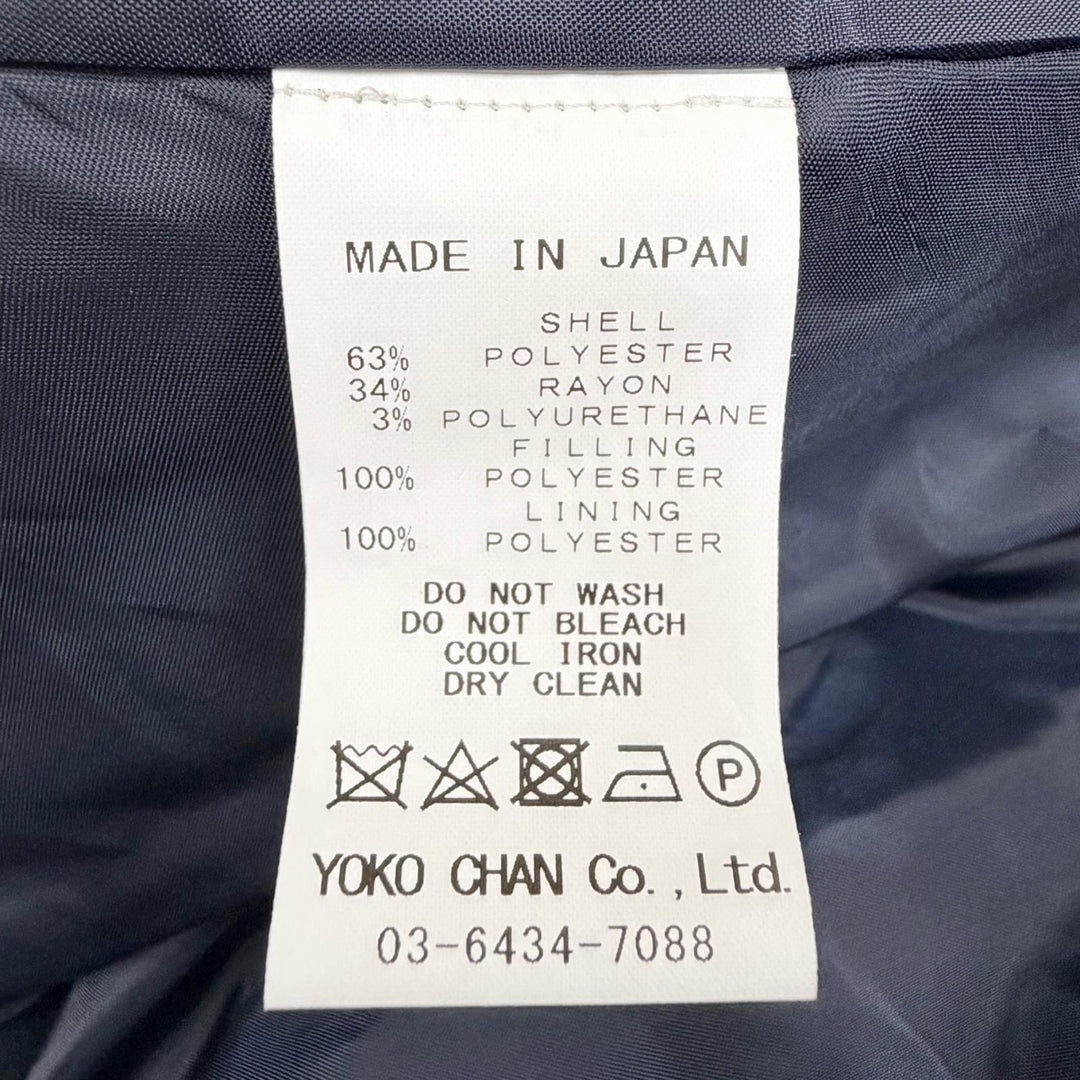 未使用品△YOKO CHAN ヨーコチャン 2023年製 YCC-523-197 フリルデザイン スタンドカラー ZIP UP 中綿 ジャケット ネイビー 36 正規品