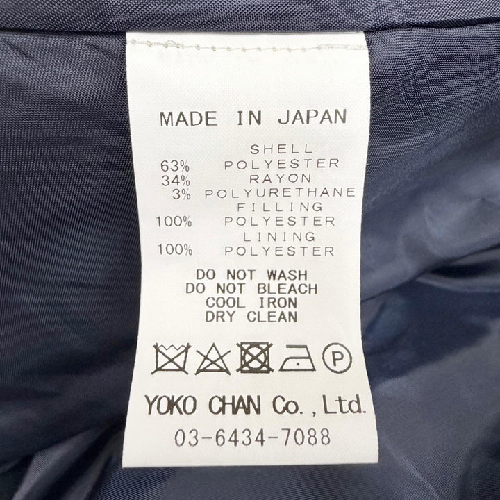 未使用品△YOKO CHAN ヨーコチャン 2023年製 YCC-523-197 フリルデザイン スタンドカラー ZIP UP 中綿 ジャケット ネイビー 36 正規品