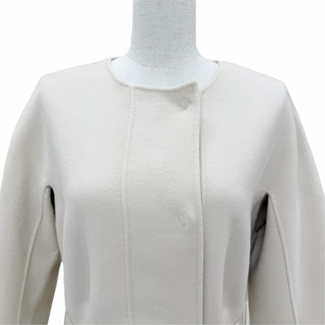 美品☆S MaxMara DESIGN FOR EASY LIVING エス マックスマーラ 90160179 ウール100％ ベルト付 ノーカラーコート ベージュ 40 正規品