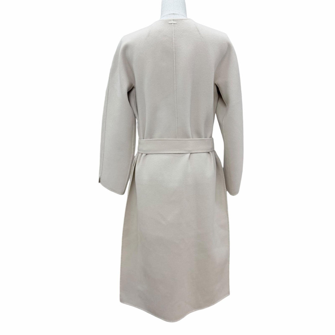 美品☆S MaxMara DESIGN FOR EASY LIVING エス マックスマーラ 90160179 ウール100％ ベルト付 ノーカラーコート ベージュ 40 正規品