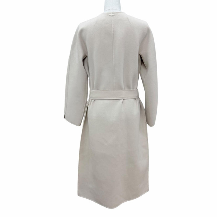 美品☆S MaxMara DESIGN FOR EASY LIVING エス マックスマーラ 90160179 ウール100％ ベルト付 ノーカラーコート ベージュ 40 正規品