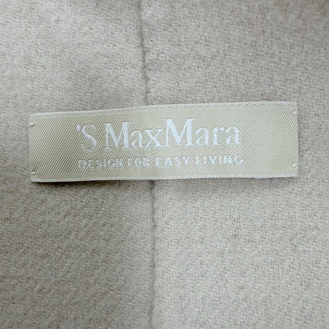 美品☆S MaxMara DESIGN FOR EASY LIVING エス マックスマーラ 90160179 ウール100％ ベルト付 ノーカラーコート ベージュ 40 正規品