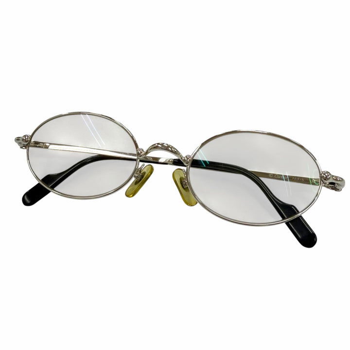 美品▼Cartier カルティエ トリニティ オーバル ロゴ金具 メガネ 眼鏡 アイウェア シルバー ブラック 47□19 130 度入 フランス製 メンズ