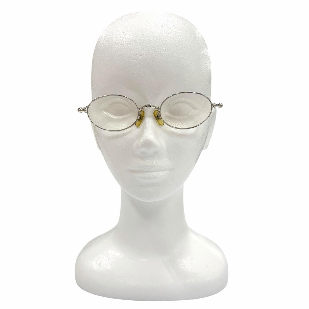 美品▼Cartier カルティエ トリニティ オーバル ロゴ金具 メガネ 眼鏡 アイウェア シルバー ブラック 47□19 130 度入 フランス製 メンズ