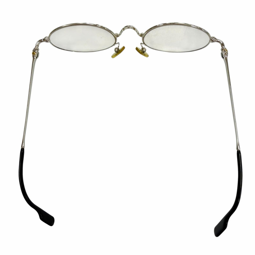 美品▼Cartier カルティエ トリニティ オーバル ロゴ金具 メガネ 眼鏡 アイウェア シルバー ブラック 47□19 130 度入 フランス製 メンズ