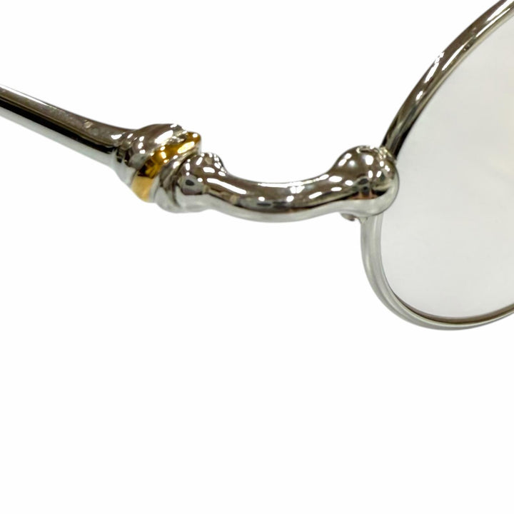 美品▼Cartier カルティエ トリニティ オーバル ロゴ金具 メガネ 眼鏡 アイウェア シルバー ブラック 47□19 130 度入 フランス製 メンズ